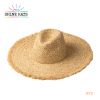 12.5＄- Wheat Hat Boater Wide Brim Flat Round Top Sun Straw Hat For Women Ladies Outdoor Traveling