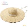 Straw Hat With Drawstring Shell 12.5cm Brim Lifeguard Custom Sun Wholesale Floppy Beach Hats For Sunshade Uv Protection