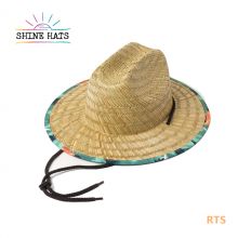 Straw Fishing Hat Mens 12.5cm Brim Lifeguard Custom Sun Wholesale Floppy Beach Hats For Sunshade Uv Protection