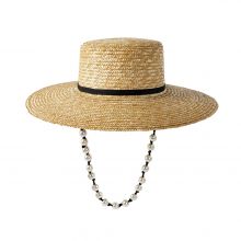 ＄11 - Shinehats Boater Hat Wide Brim Pearl Bandage Beach Summer Jazz Ladies Straw hats