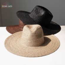 ＄15 - Shinehats Vintage Stiff Wide Brim Fine Wheat Beach Panama Jazz Straw Hat Summer Sun Women Ladies Colorful Unisex Sombrero