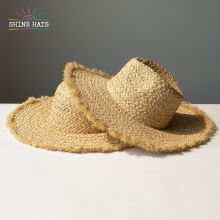 ＄8 - Shinehats Wide Brim Fray Summer Wheat Panama Bowler Women Ladies Straw Hats Sun Beach Ladies Sombrero