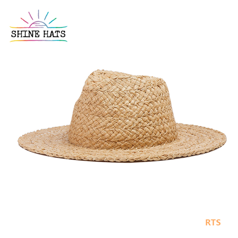 $9.5 - Custom Unisex Sun Panama Wide Brim Straw Hats Summer Fedora Hats Women Ladies