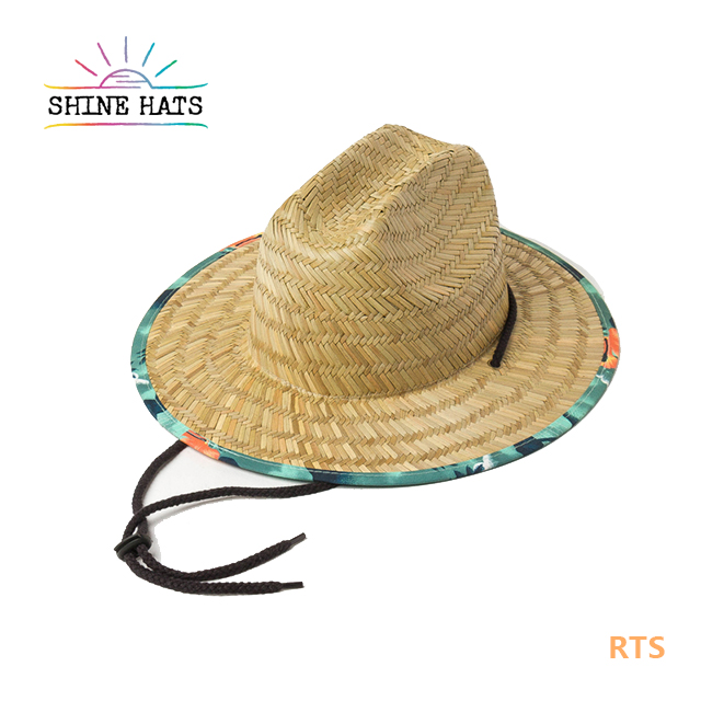 Straw Fishing Hat Mens 12.5cm Brim Lifeguard Custom Sun Wholesale Floppy Beach Hats For Sunshade Uv Protection