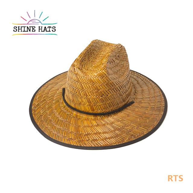 Best Straw Fishing Hat With Under Brim Design For Sun Beach Custom Wholesale Floppy Brim Flat Top Beach Hats For Sunshade Uv Protection
