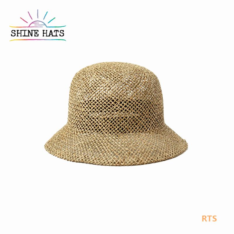 $8.5 - Under Brim Straw UPF Sun Hats Custom Floppy Brim Flat Top Beach Hats