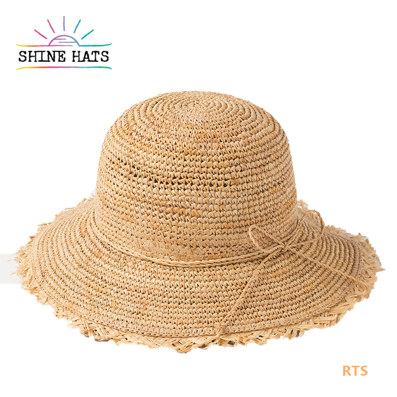 7.5＄ -Empty Top Natural Wheat Straw 10cm Brim 57 59cm Head Safari Sun Packable Straw Custom Hat Lady Womens Straw Hats