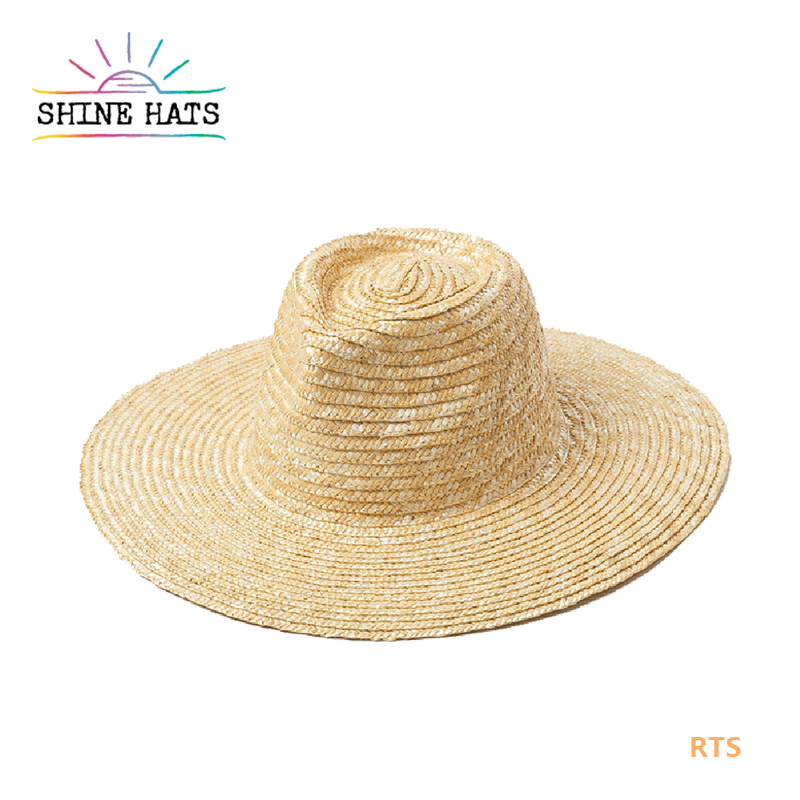 $6.9 - Vintage Teardrop Top 1.0cm Fine Wheat 9-10cm Brim Panama Straw Hats Adjustable Summer Beach