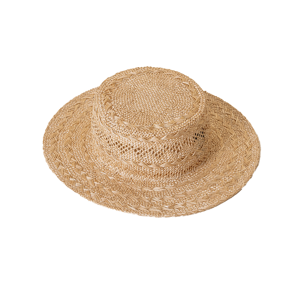 8.5＄ - Flat Top Wide Brim Full Color Plain Sisal Straw Hat Party Outdoor Traveling