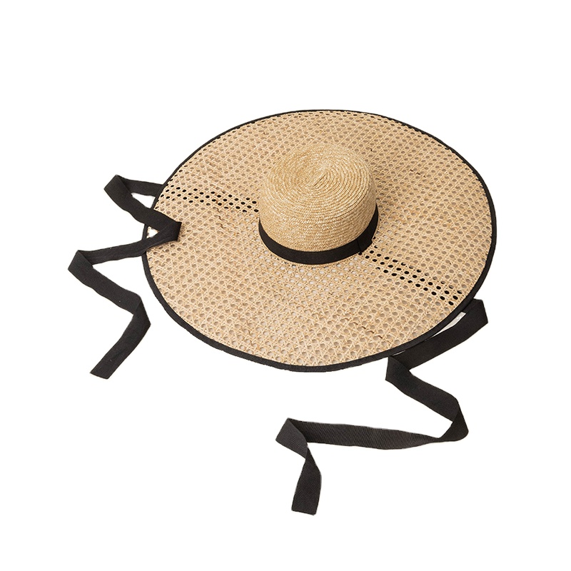 29.9＄ - Shinehats 2022 Summer Beach Exclusive Design Hollow Wheat Natural Rattan Braided Wide Brim Women Straw Hat