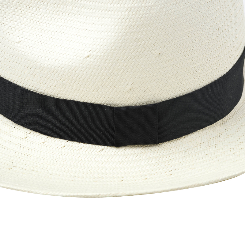 12.2＄ - Summer Season White Paper Grass Black Ribbon Hat Breathable Beach Hat For Vacation