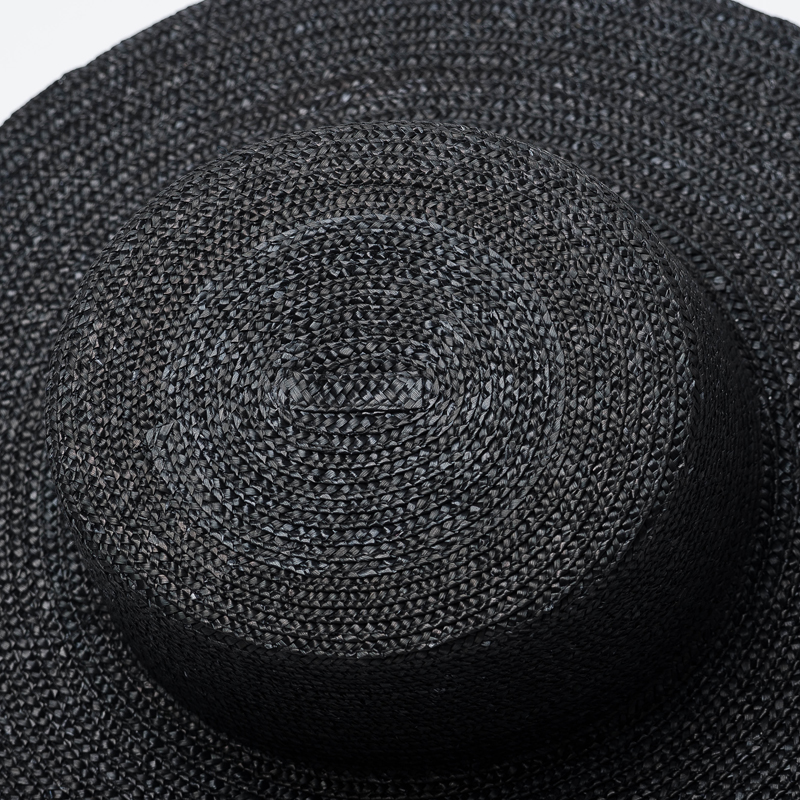 8.1＄ - Fashionable 5 7 10cm Wide Brim Black Boater Straw Hat Handmade Fine Wheat Summer Beach Hat For Women Ladies