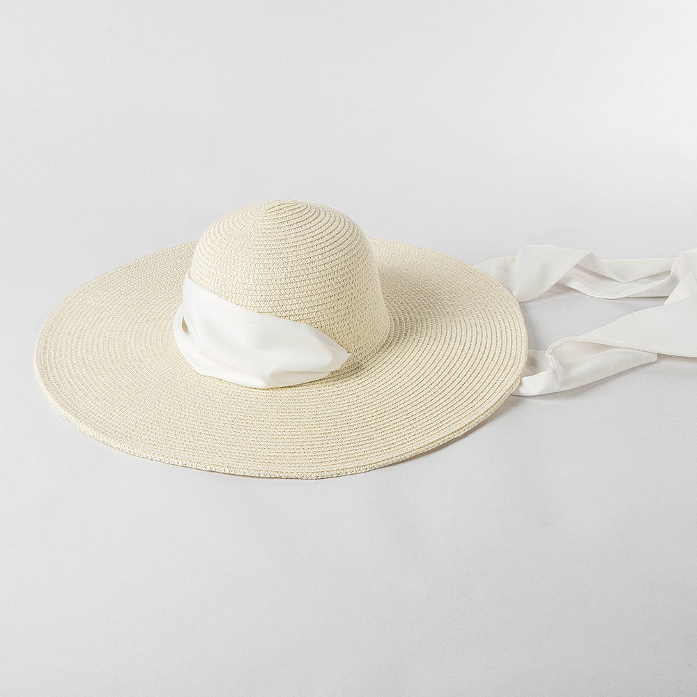 Oversize Extra Wide Brim Floppy Round Top 100% Straw Hat Summer Sun Beach Travelling with Colorful Ribbons Hat Band