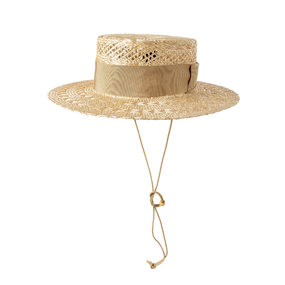 OEM Luxury RB Woven Fine Sisal Flat Top Multicolor Ribbon Cutout Straw Hat Sombreros Outdoors For Women Ladies Travel