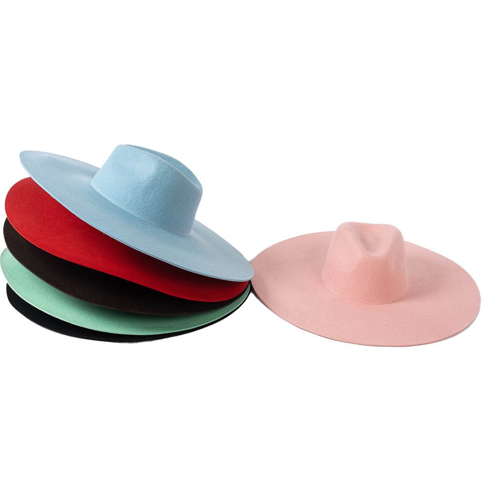 $26 - Shinehats Wide Brim Jazz Crown Cut Brim Felt Wool Hat chapeau femme wool pink Cappelli feltro fedora hat for women