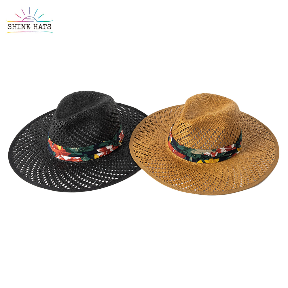 $14.9 - 2022 Shine Hats Summer Holiday Season New Hollow Papyrus Tropical Style Wide Brim Straw Hat