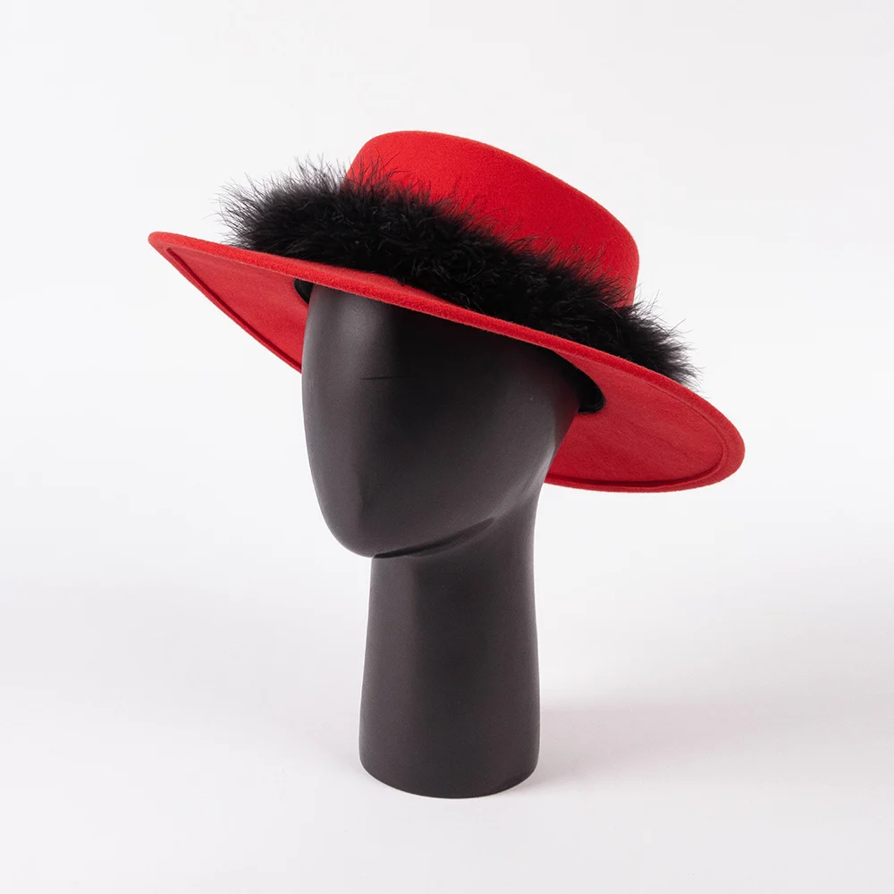 $11.5 - 2022 Shine Hats Customizable Couple Bestie Unique Flat Top Plush Decorated Multicolor Wool Felt Hat
