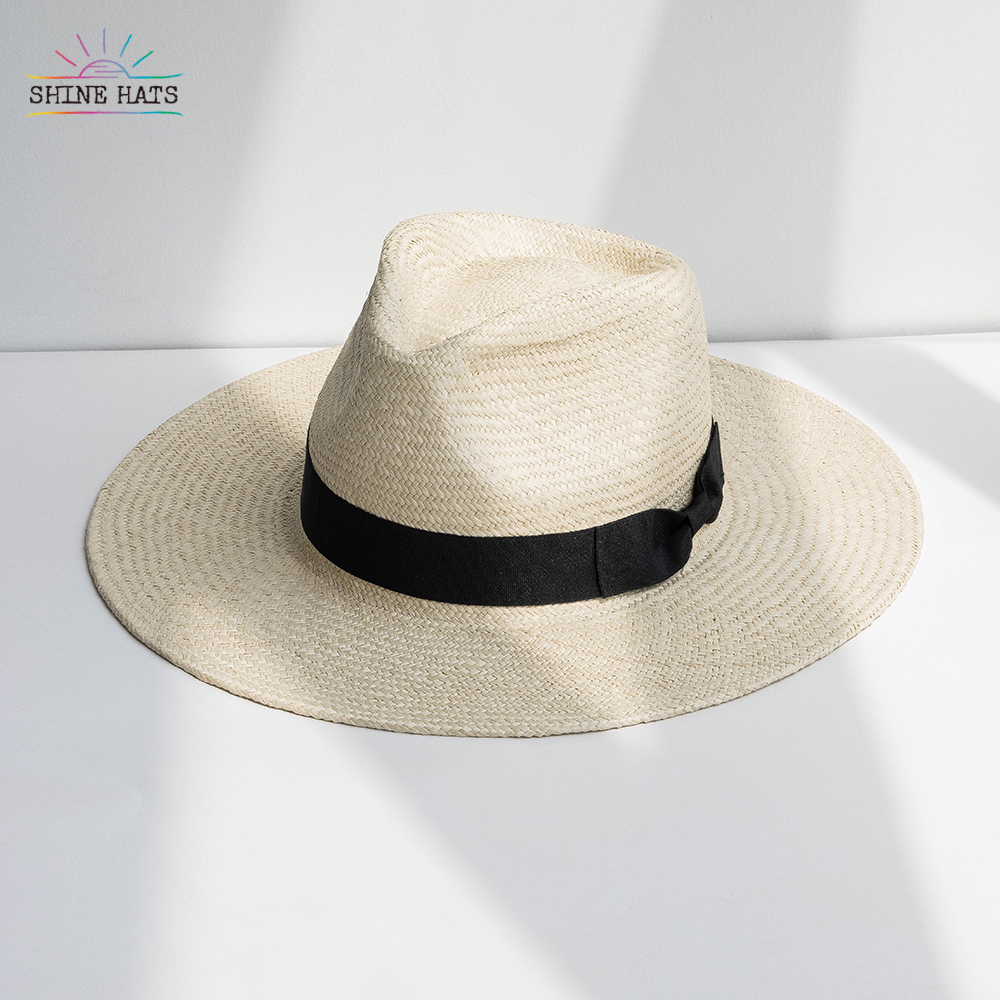 31.5＄ - 2023 Shinehats Luxury Panama Grass Floppy Fedora Jazz Top Wide Brim Straw Hat Hatband Summer Sun Sombrero For Women Ladies
