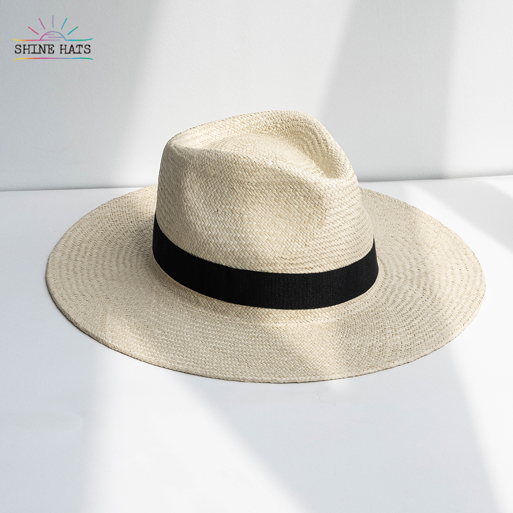 31.5＄ - 2023 Shinehats Luxury Panama Grass Floppy Fedora Jazz Top Wide Brim Straw Hat Hatband Summer Sun Sombrero For Women Ladies