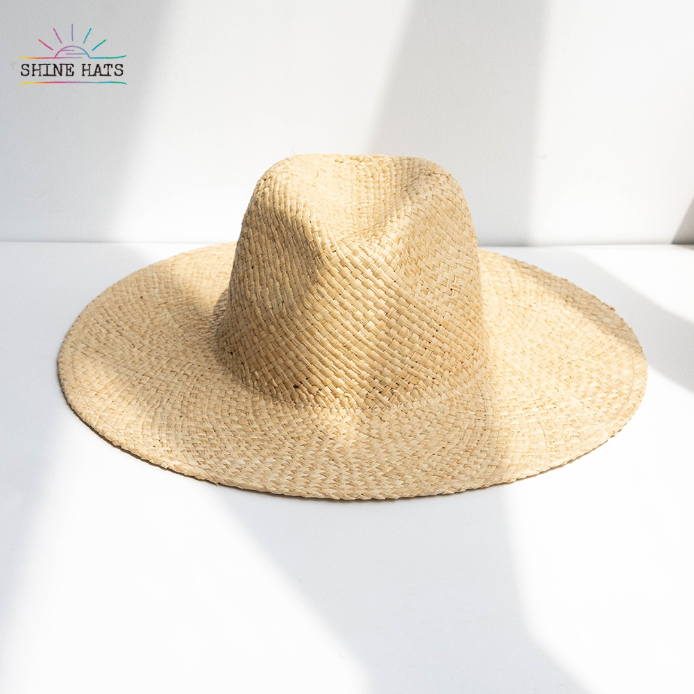 12＄ - 2023 Shinehats OEM Panama Jazz Top Raffia Straw Hats Stiff Trimming Wide Brim Custom Handmade Sombrero Summer Sun For Women