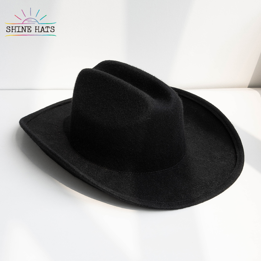 $13.5 - Shinehats Vintage Unisex Western Fedora Cowboy Hats 100% Wool Felt Hats Colorful Women Cowgirl Chapeau Fedora Hats