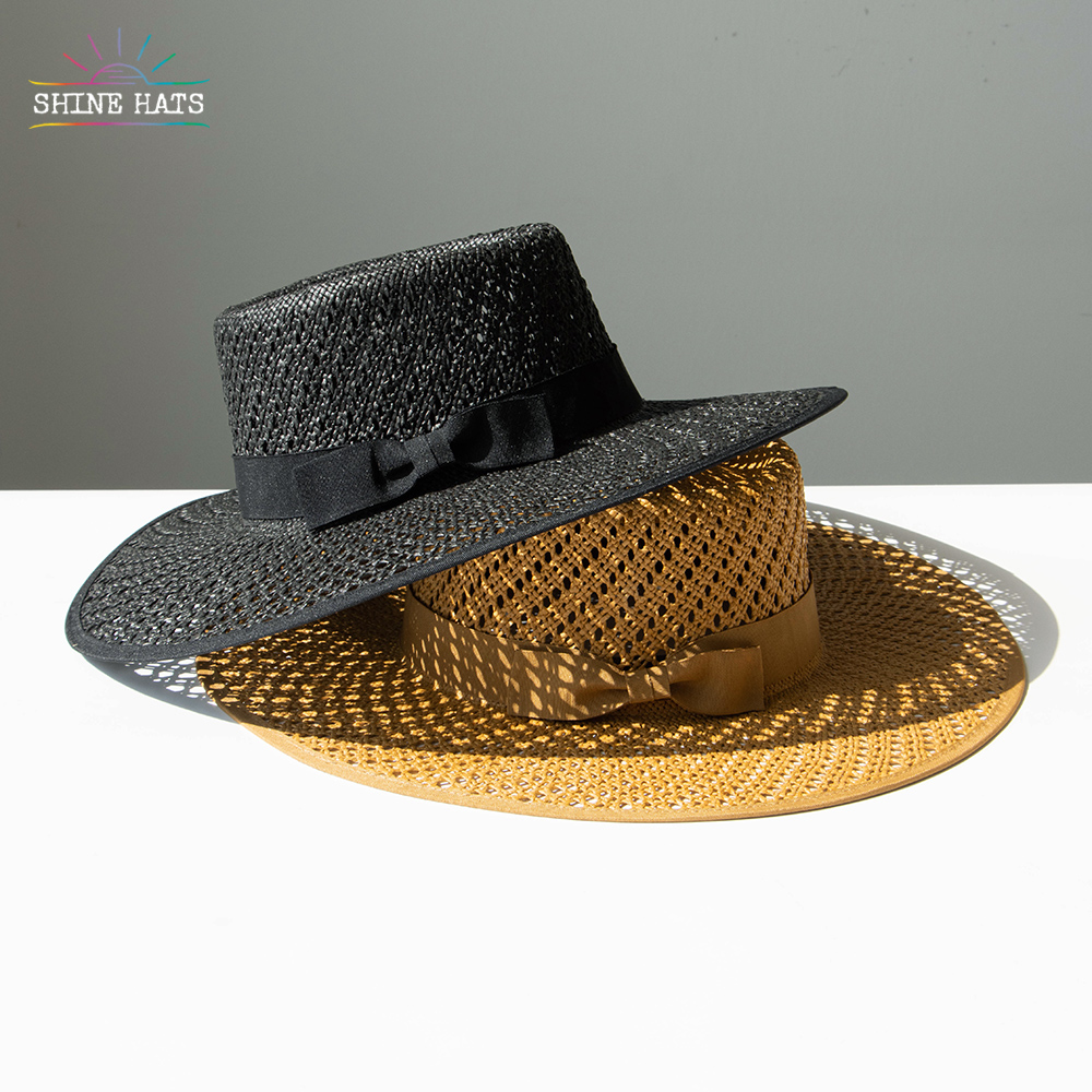 ＄15 - 2023 Shinehats Classic Jazz Top Paper Grass Straw Hat Cutout Hand Woven High Quality Removable Trim Band