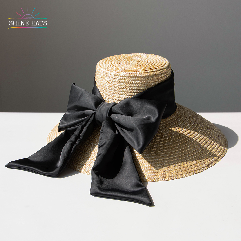 ＄16.5 - Shinehats Luxury Chic Wheat Custom High Crown Bucket Straw Hat Wheat Women Ladies Sun Summer Sombrero With Colorful Ribbon
