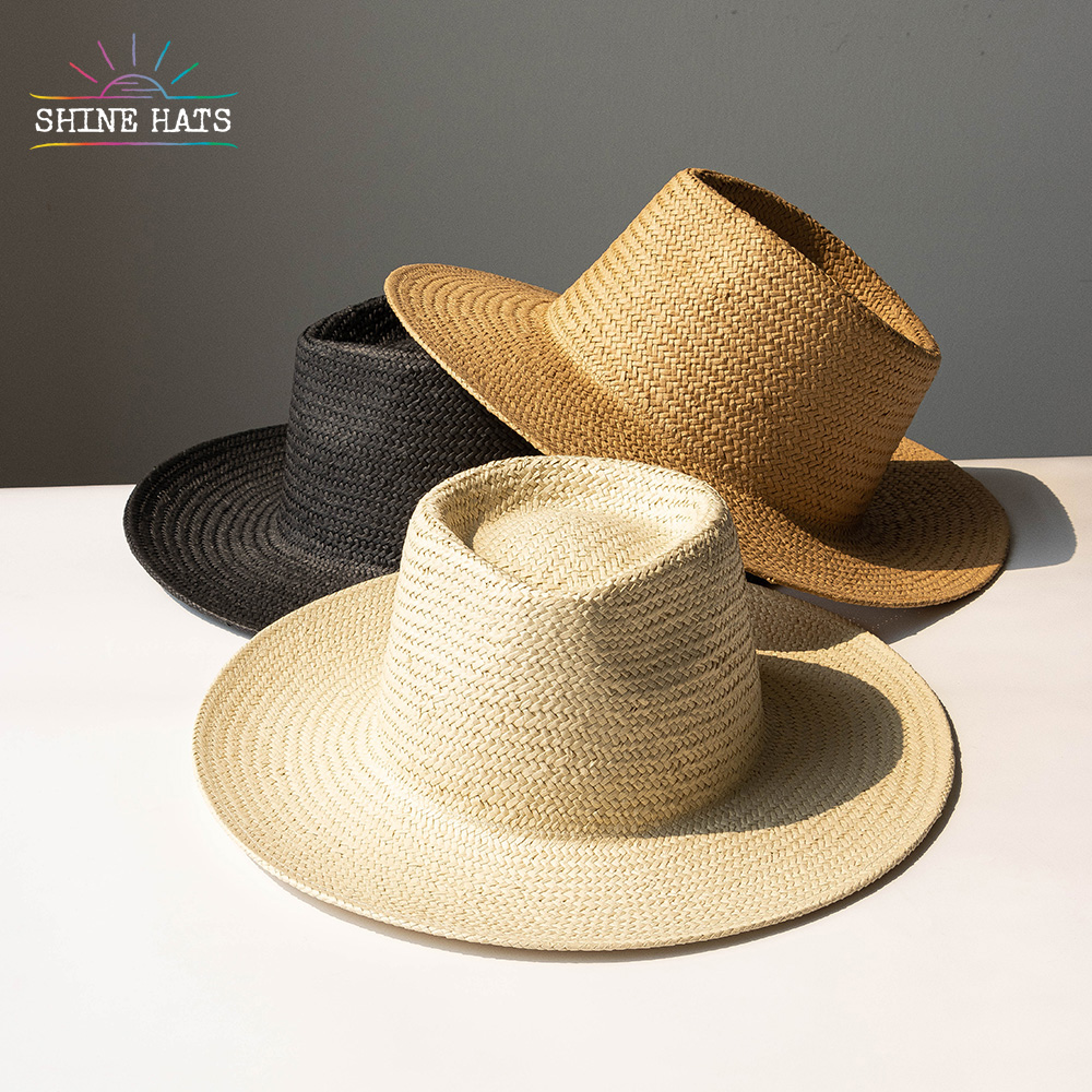 ＄9 - Shinehats 2023 Wide Brim Panama Fine Paper Straw Hat Sun Summer Beach Sombrero For Women Ladies Colorful