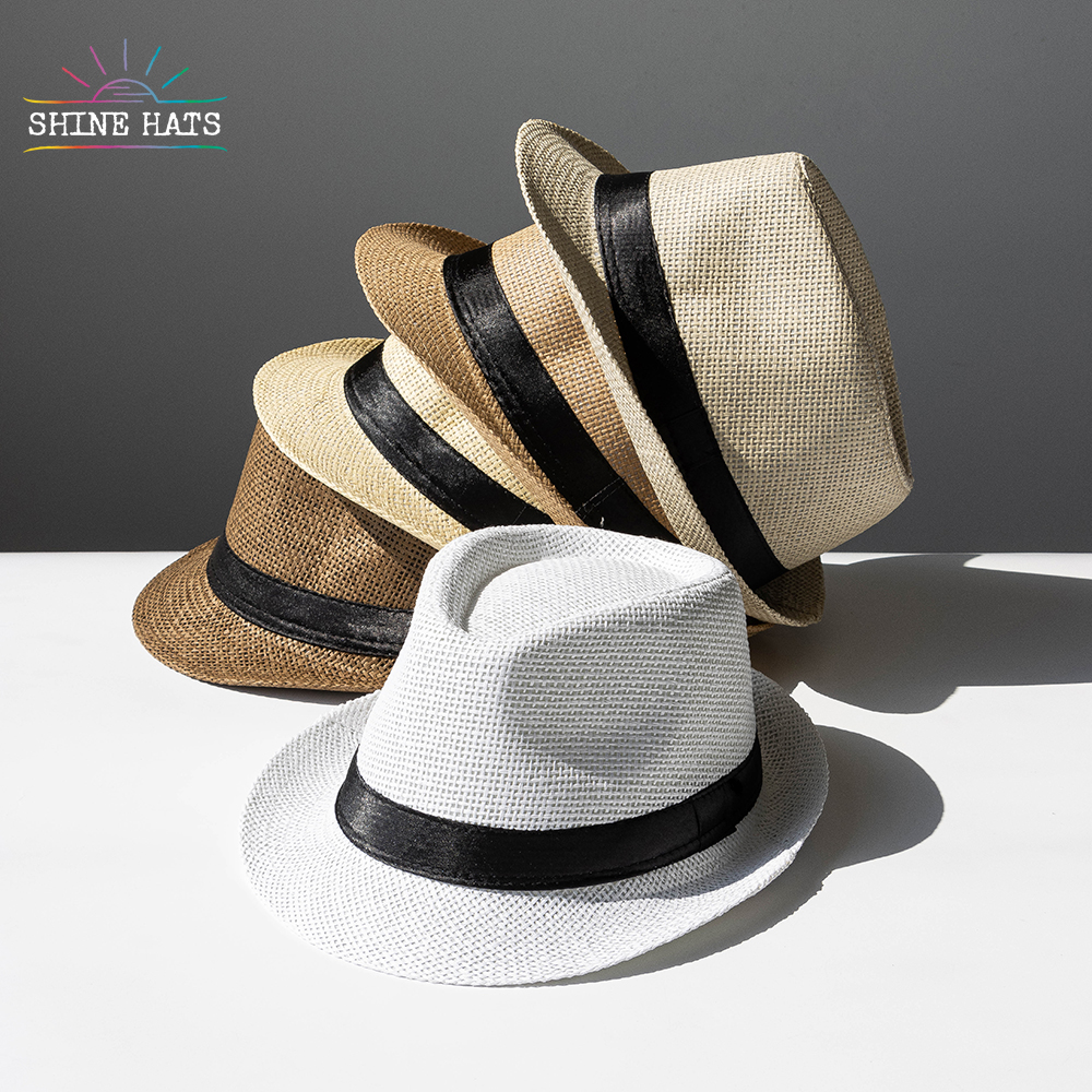 ＄3 - Shinehats 2023 Classic Vintage Unisex Men Women Trilby Straw Hats Colorful Kids Sun Summer Straw Hats Fashion