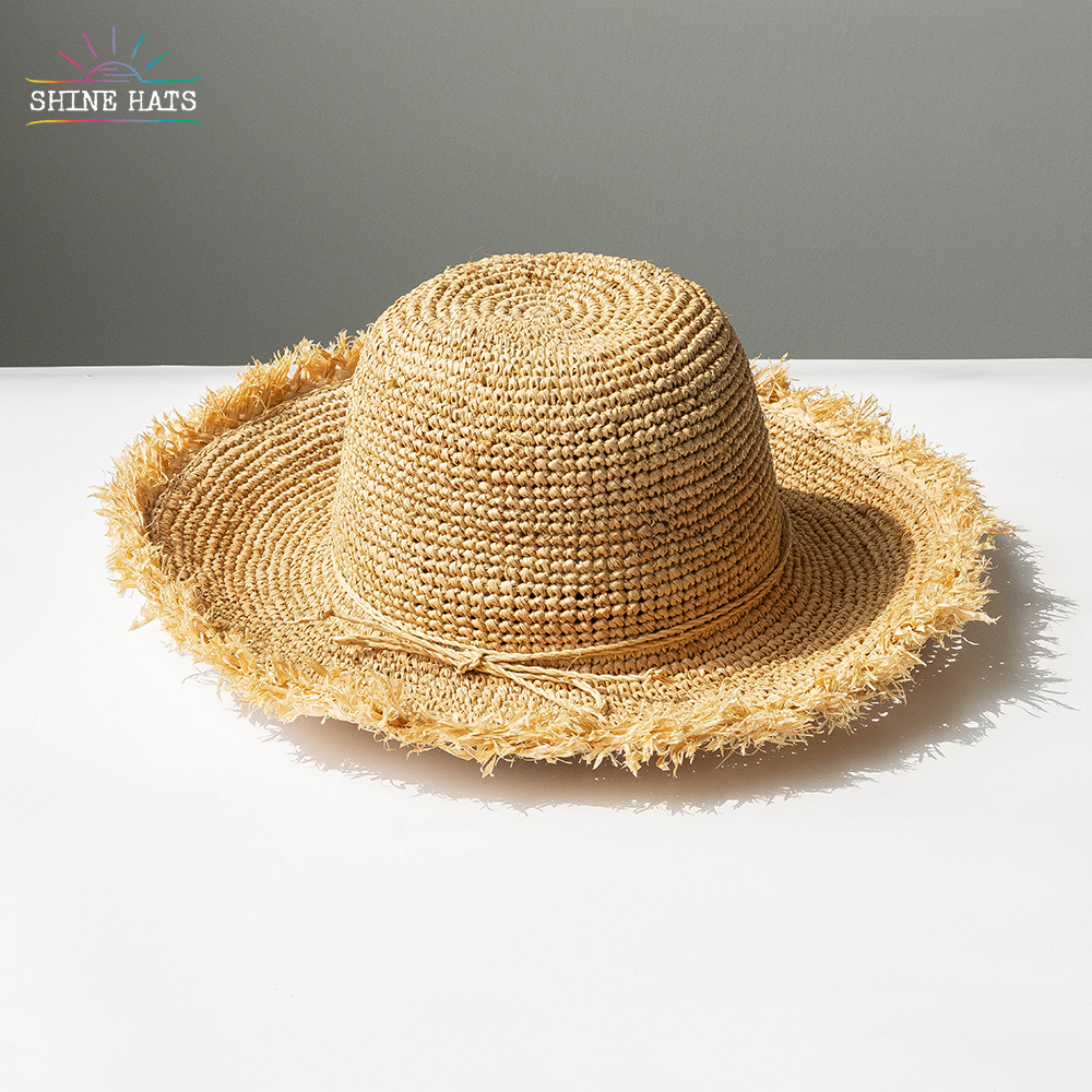 ＄10 - Shinehats 2023 Luxury Raffia Bowler Hepburn Straw Hats Chic Women Sombrero Summer Sun Beach With Bowknot
