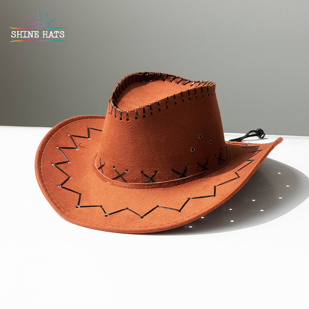 $3 - Shinehats 2023 Vintage Western Suede Cowboy Hat Fedora Autumn Winter Women Hat Fashion Chapeau For Ladies