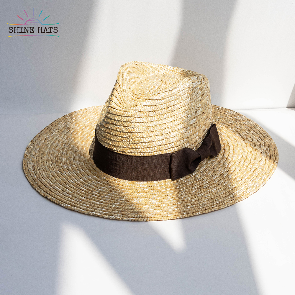 ＄9 - Shinehats Vintage Jazz Top Wheat Straw Hats Wide Brim Luxury Women Ladies Sun Summer Sombreros With Coloful Band