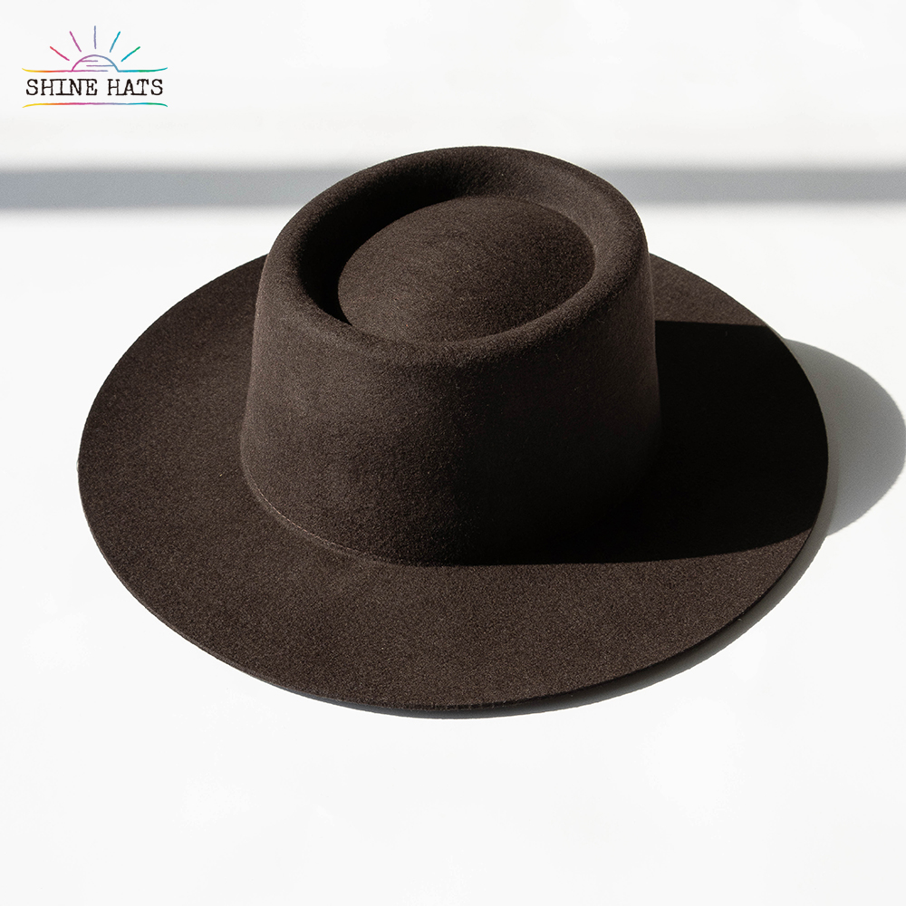 $13 - Shinehats 2023 Luxury Colorful Ring Telescope Top Luxury Fedora Felt Hat 100% Wool For Women Ladies Winter