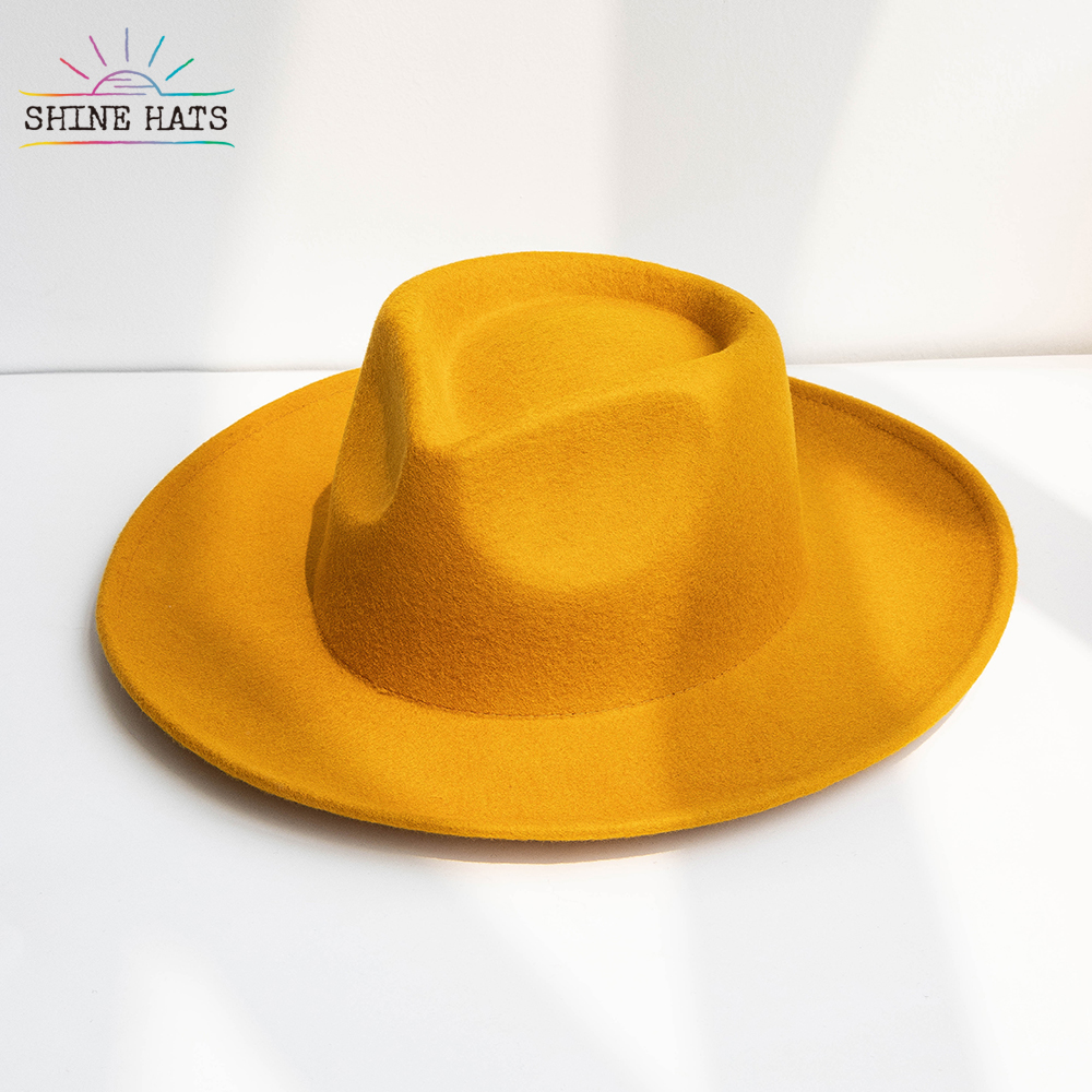 $12 - Shinehats Luxury Jazz Top Wool Felt Fedora Hats Colorful Stiff Wide Brim Chapeau For Women Ladies