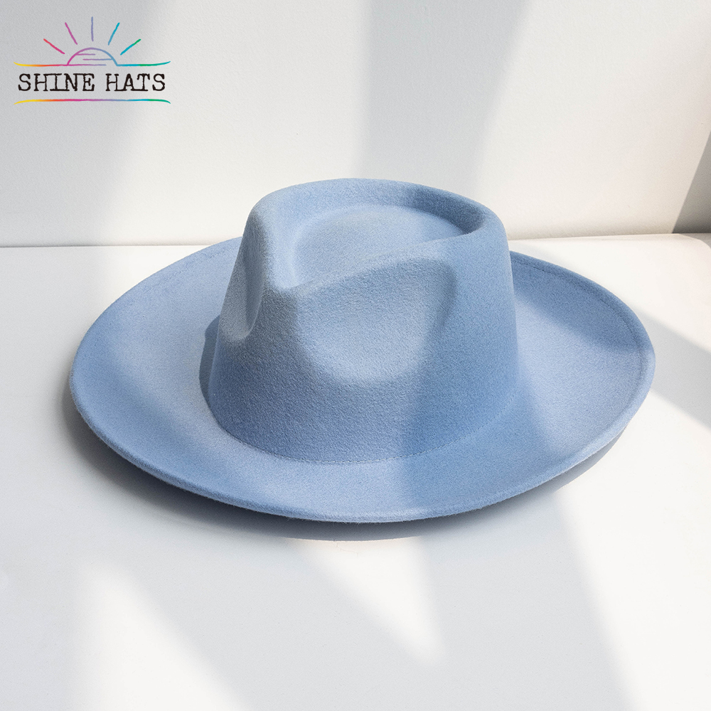 $12 - Shinehats Luxury Jazz Top Wool Felt Fedora Hats Colorful Stiff Wide Brim Chapeau For Women Ladies