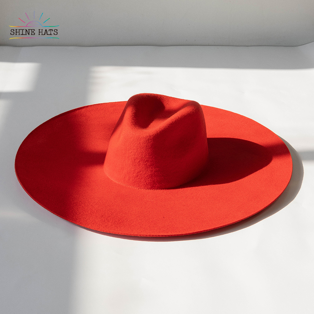 $26 - Shinehats OEM Extra Wide Brim Fedora Hats Felt Jazz Top Women Ladies Chapeau Performance Show Fashion Felt Hat Red Colorful